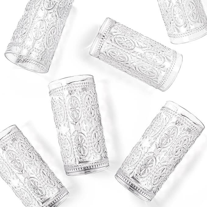 Romantic Highball Drinking Glasses – Set of 6 (12 oz)