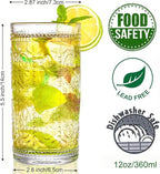 Romantic Highball Drinking Glasses – Set of 6 (12 oz)