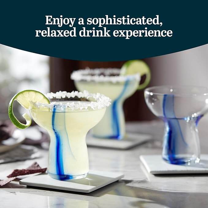 Blue Ribbon Stemless Margarita Glasses – Set of 6