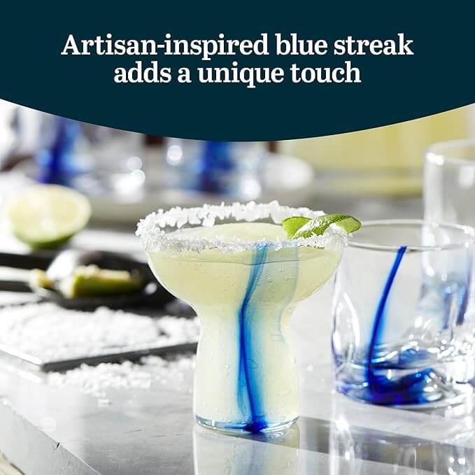 Blue Ribbon Stemless Margarita Glasses – Set of 6