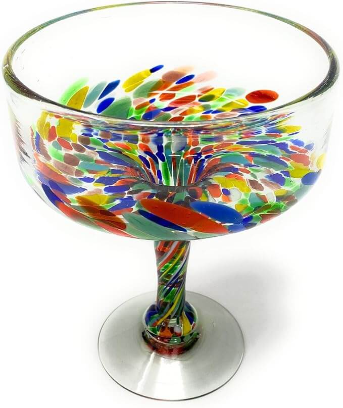 Confetti Carmen Hand Blown Margarita Glasses – Set of 4 (16 oz)