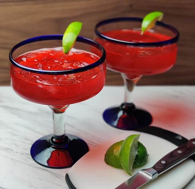 Cobalt Blue Rim Hand Blown Margarita Glasses – Set of 4 (16 oz)