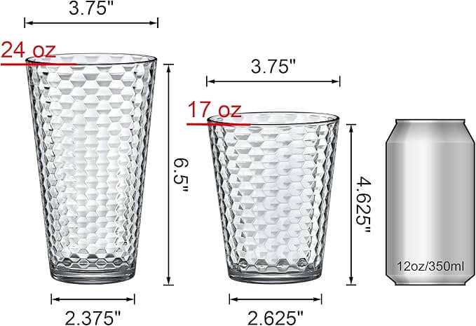 Snowflake Clear Reusable Plastic Tumblers – Set of 12 (16 oz & 24 oz)