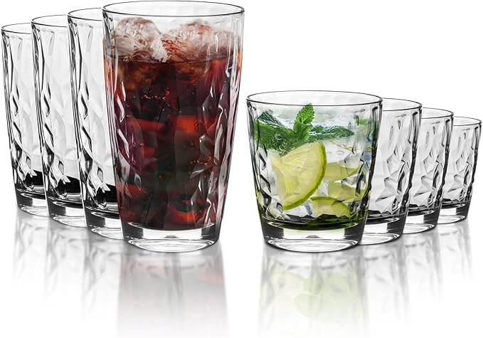 Shatter-Proof Reusable Plastic Tumblers – 10 oz & 16 oz set of 8