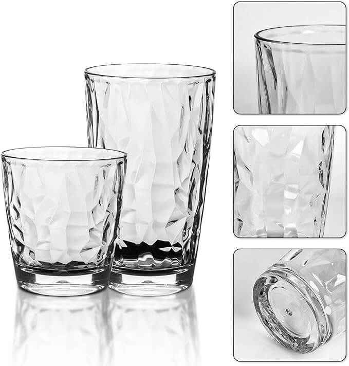 Shatter-Proof Reusable Plastic Tumblers – 10 oz & 16 oz set of 8