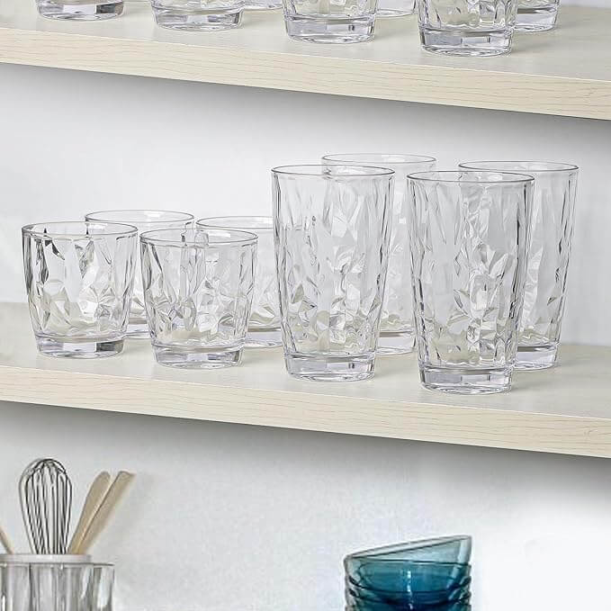 Shatter-Proof Reusable Plastic Tumblers – 10 oz & 16 oz set of 8