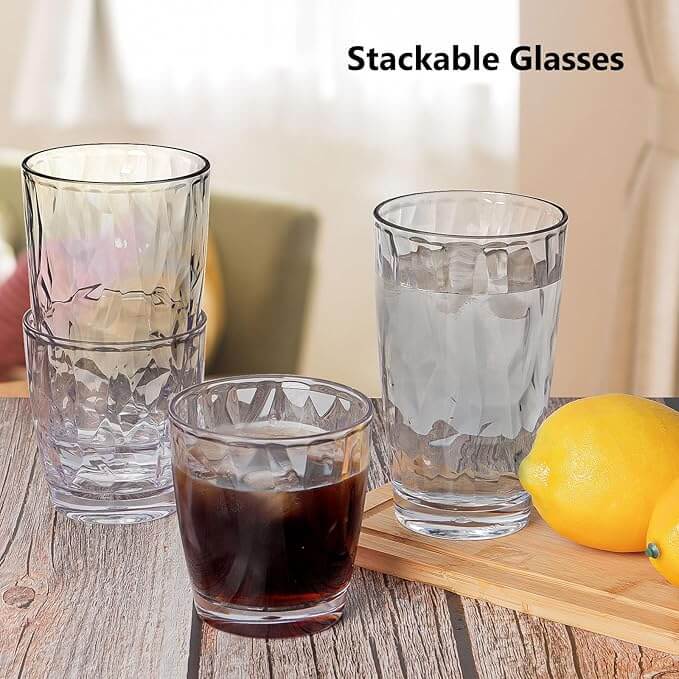 Shatter-Proof Reusable Plastic Tumblers – 10 oz & 16 oz set of 8