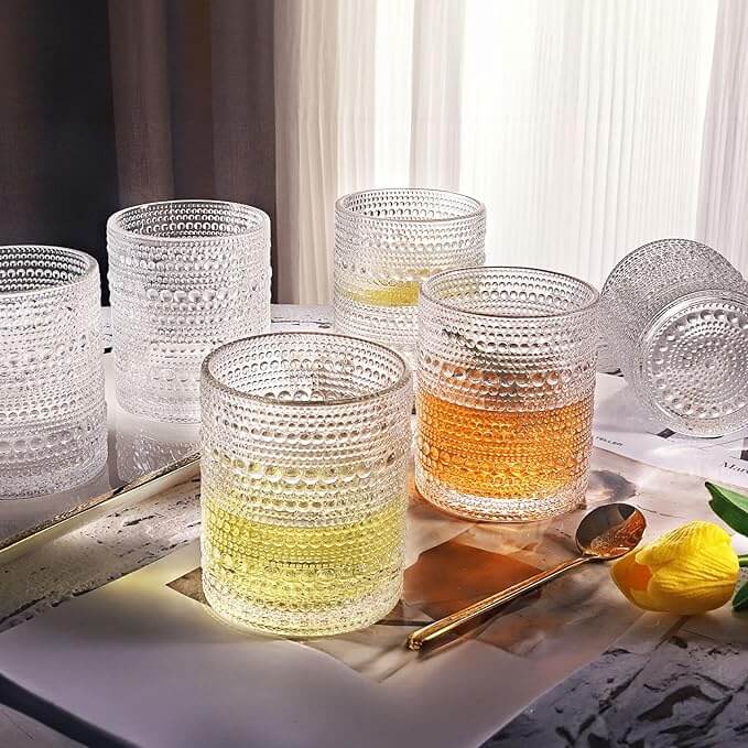 Hobnail Old Fashioned Rocks Glasses – Set of 6 (10 oz)