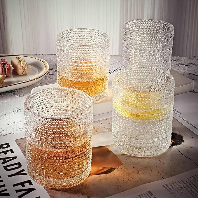 Hobnail Old Fashioned Rocks Glasses – Set of 6 (10 oz)