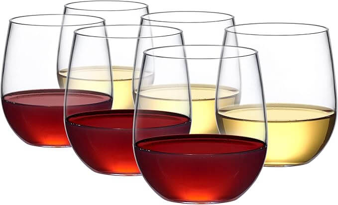 Cindy Unbreakable Tritan Stemless Wine Glasses – Set of 6 (14 oz)