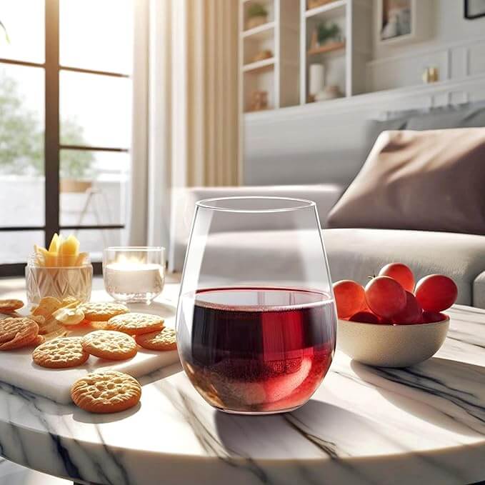 Cindy Unbreakable Tritan Stemless Wine Glasses – Set of 6 (14 oz)