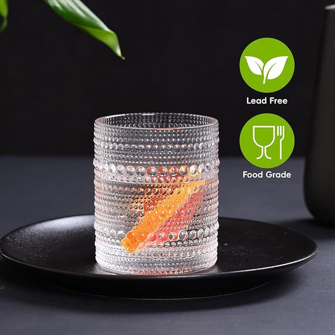 Hobnail Boho Drinking Glasses – Set of 12 (12 oz Highball & 10 oz Cocktail)