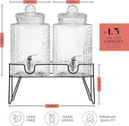 Premium Glass Drink Dispensers with Metal Stand – Set of 2 (1.5 Gal Each)
