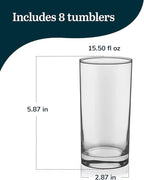 Heavy Base Drinking Glasses – Set of 8 (15.5 oz)