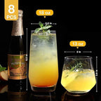 Tall Highball & Stemless Wine Glasses – Set of 8 (18 oz & 13 oz)