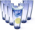 Unbreakable Plastic Highball Tumblers – Set of 6 (25 oz, New Blue)