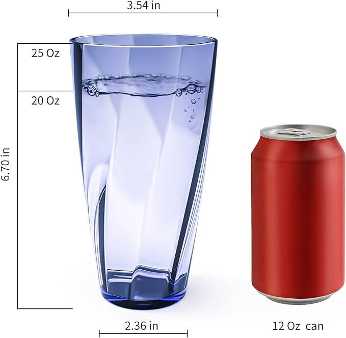 Unbreakable Plastic Highball Tumblers – Set of 6 (25 oz, New Blue)