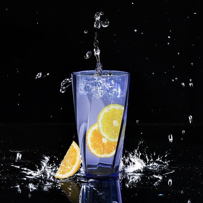 Unbreakable Plastic Highball Tumblers – Set of 6 (25 oz, New Blue)