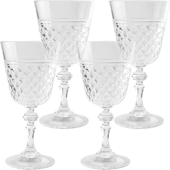 Clear Acrylic Plastic Wine Glasses – Set of 4 (15 oz)