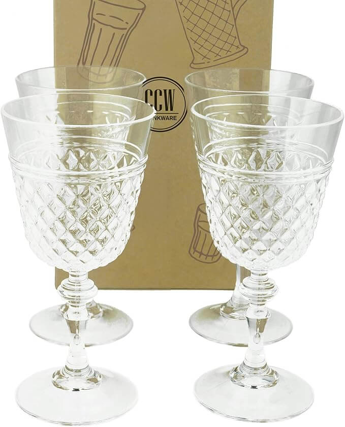 Clear Acrylic Plastic Wine Glasses – Set of 4 (15 oz)