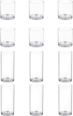 Clear Reusable Plastic Tumblers – Set of 12 (12 oz & 16 oz)