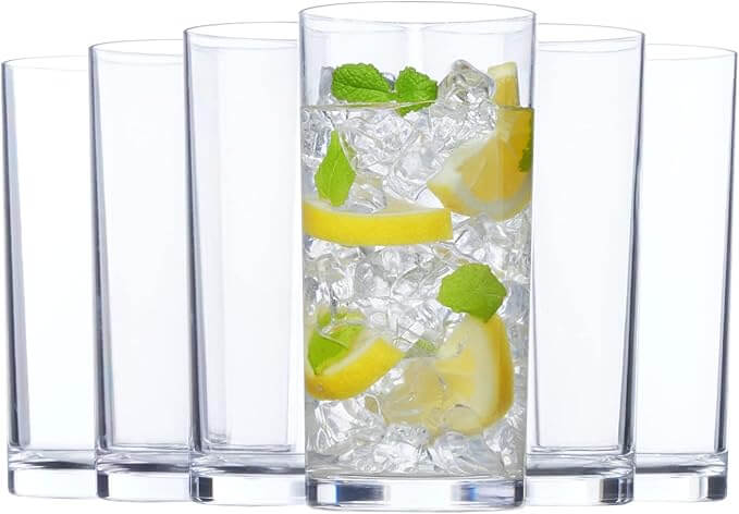 Classic Clear Plastic Reusable Tumblers – Set of 6 (16 oz)