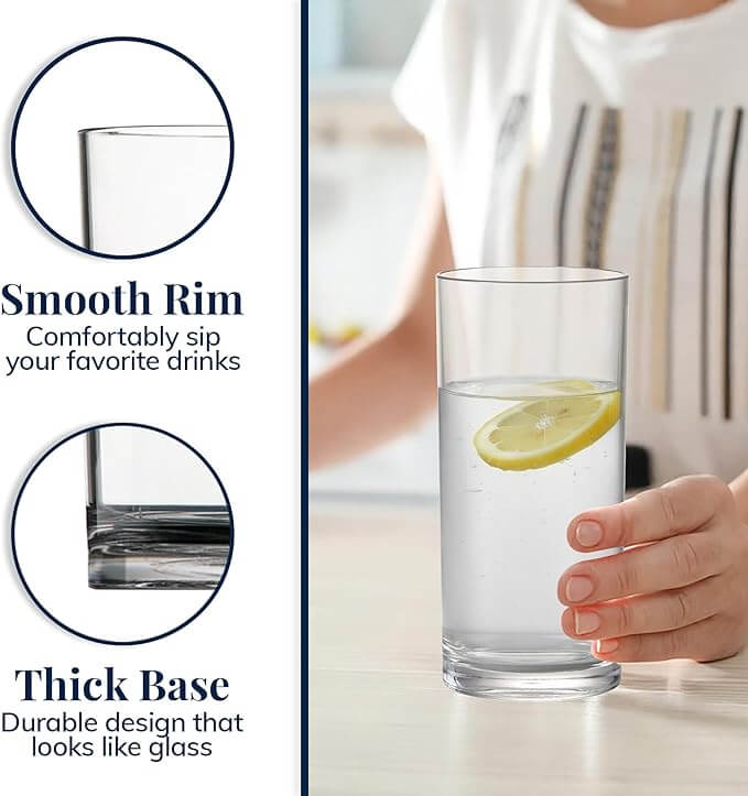 Classic Clear Plastic Reusable Tumblers – Set of 6 (16 oz)