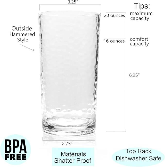 Hammered Style Acrylic Tumblers – Set of 8 (14 oz & 20 oz)