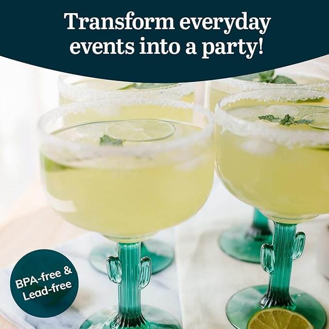 Cactus Margarita Glasses – Set of 4 (16 oz)