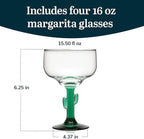 Cactus Margarita Glasses – Set of 4 (16 oz)